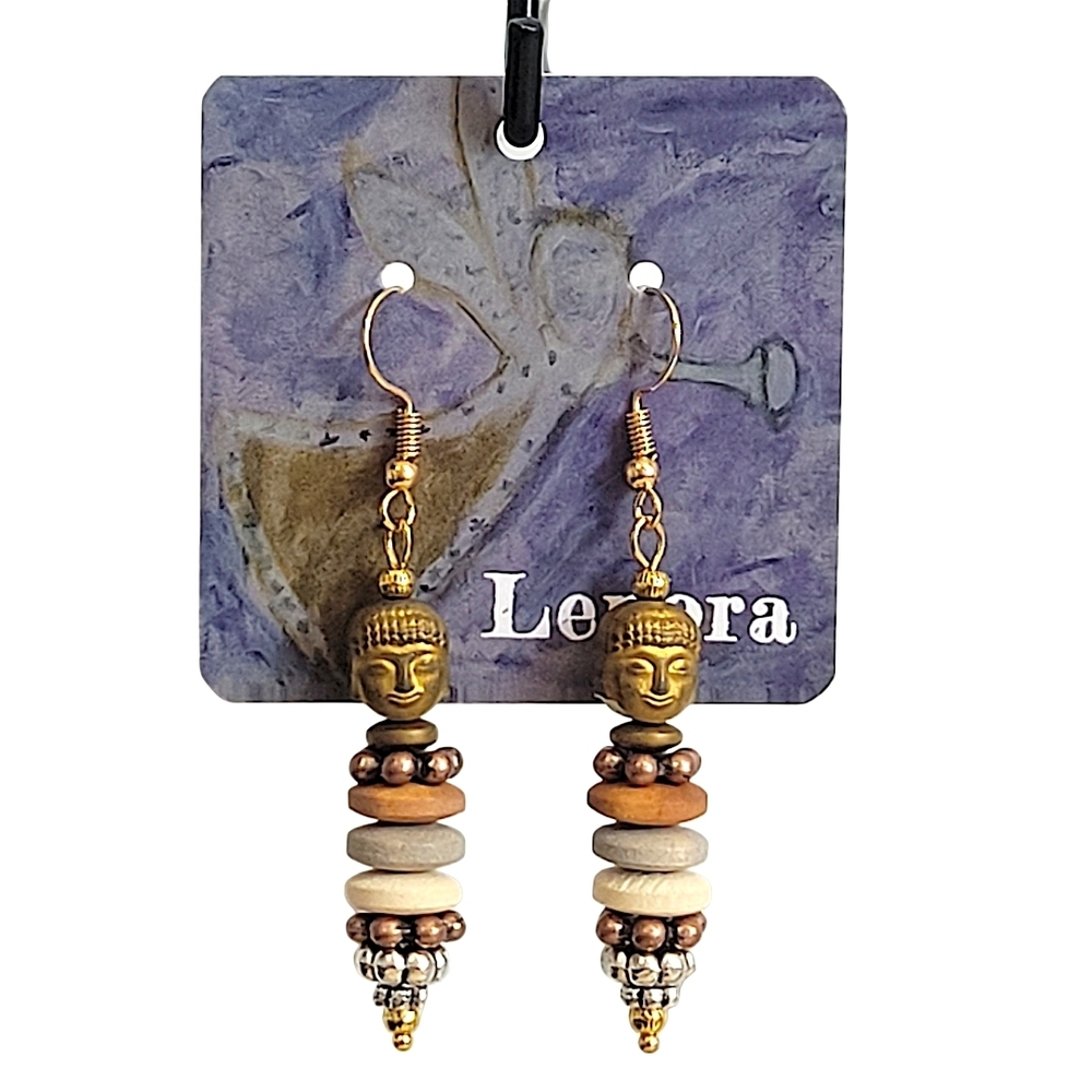 Hand Crafted Titanium Hematite Buddha Earrings